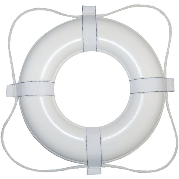 Taylor Vinyl Coated Foam Life Ring, 24" White w/White Rope 361 - main